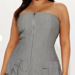 Fashion Nova Charcoal Zip-Up cargo dress